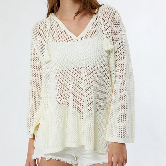 Roxy Other - NWT Roxy After Beach Break V-Neck Hoodie Off White Size Small